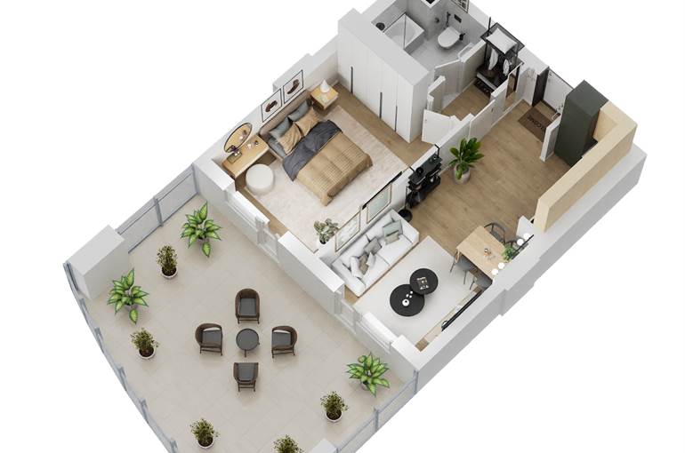 Bilocale render tipo arredi ovest a