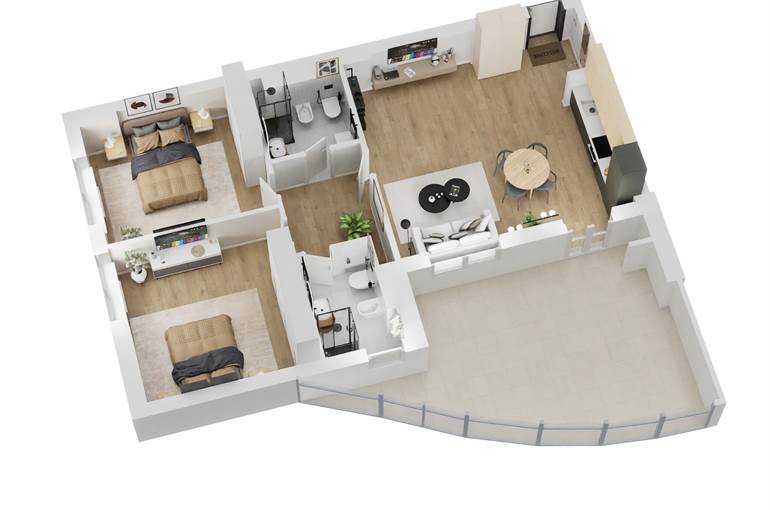 Render trilocale tipo 