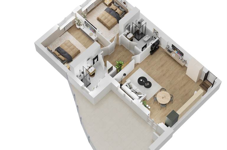 Render trilocale tipo 