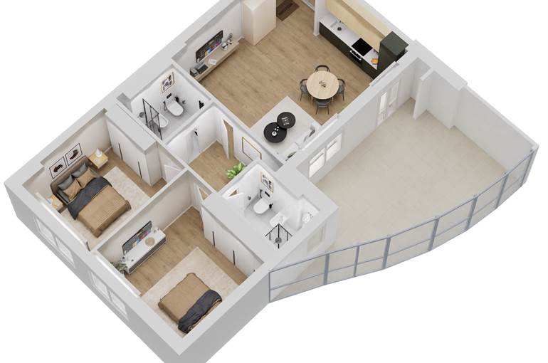 Render trilocale tipo 