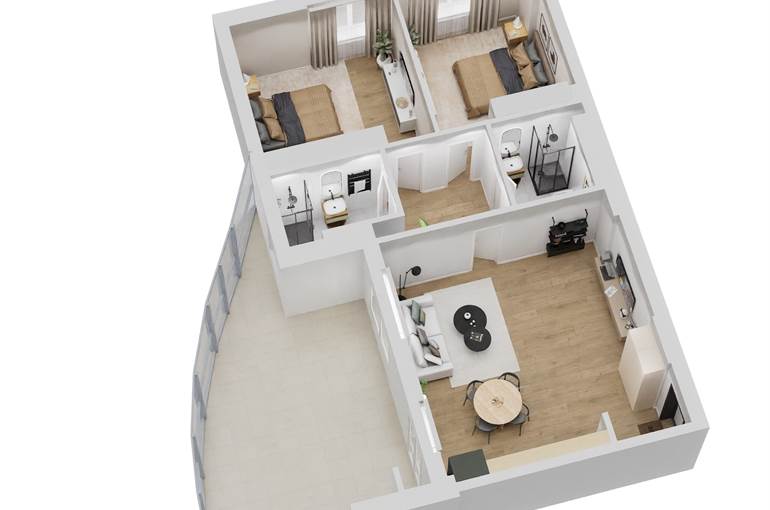 Render trilocale tipo 