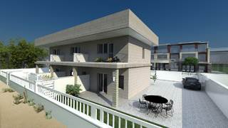 Render retro villini lato mare 